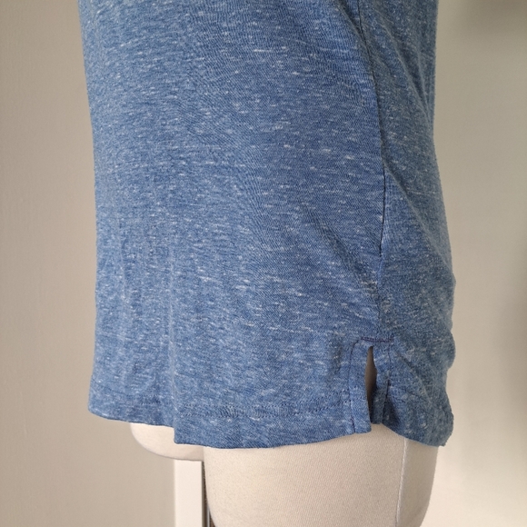 Adidas | Blue v neck women's t shirt with logo on sleeve - Picture 4 of 11